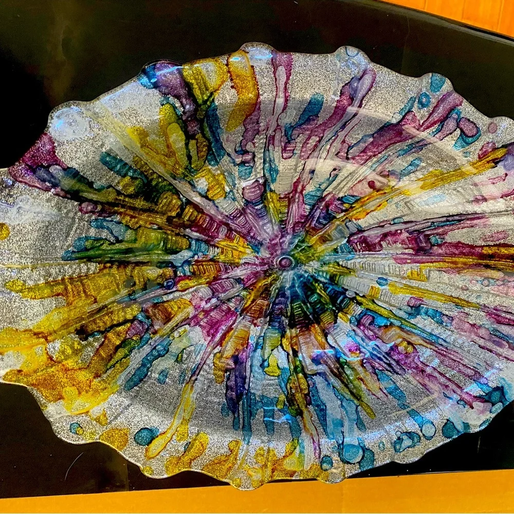 Italian Art Glass Bowl Rainbow colors